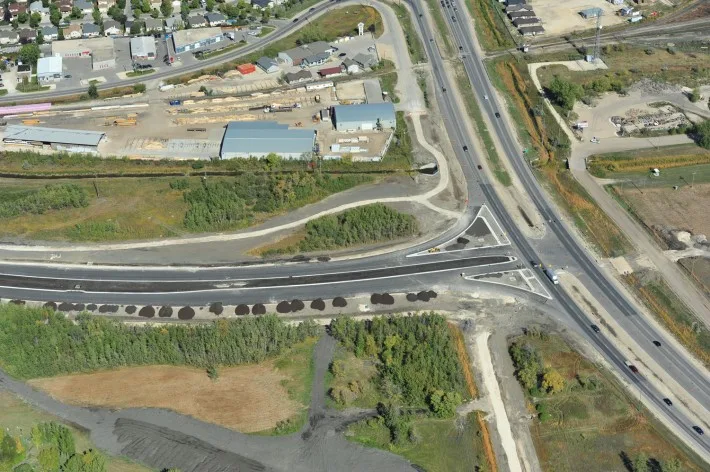 Chief Peguis Trail construction aerial image